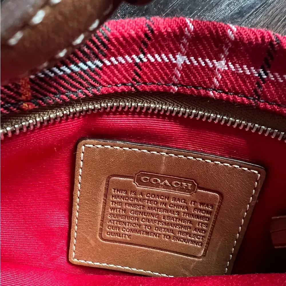 Vintage COACH Tartan Plaid Wool & Leather Demi Bag Y2K #8935 LIKE NEW